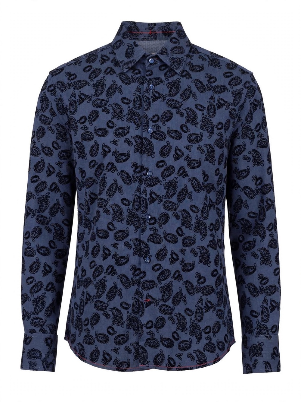 Italina Navy Blue Paisley Button-Down Shirt